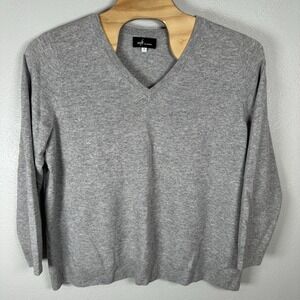 Soft by Naadam Womens Sz 3X 100% Cashmere VNeck Sweater Gray Cozy Closet Staple